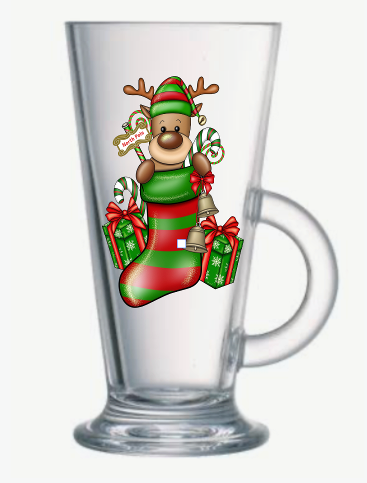 Glass Latte Cup Christmas Design