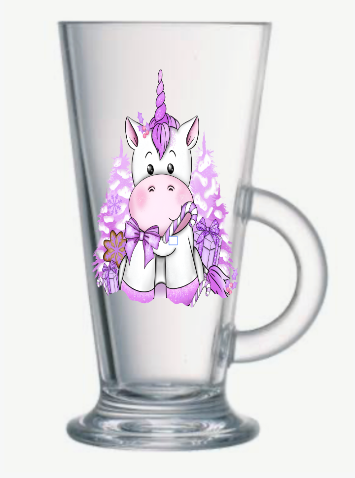 Glass Latte Cup Christmas Design