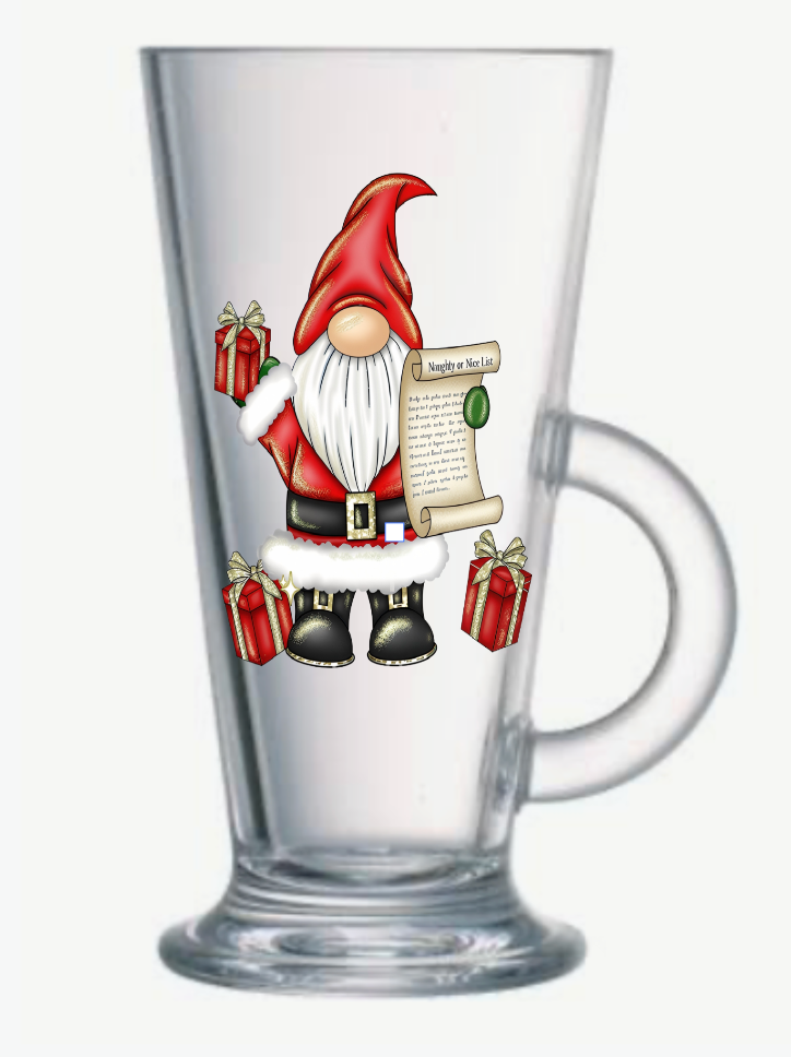Glass Latte Cup Christmas Design