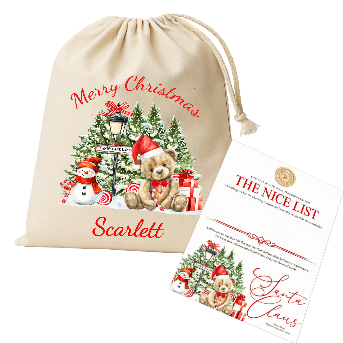 Medium Santa Sack and Nice List Certificate
