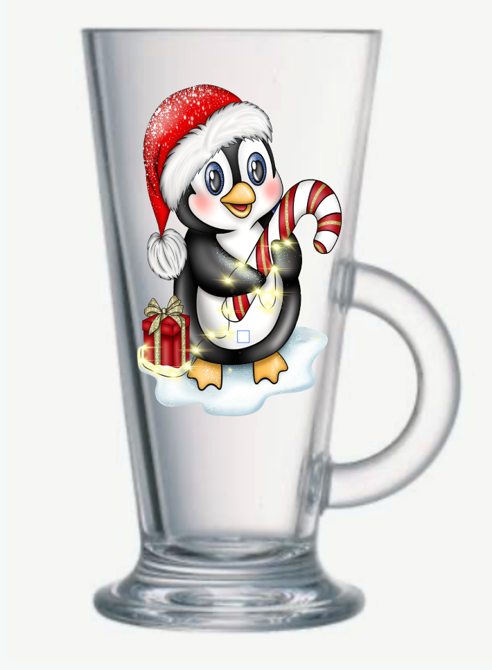 Glass Latte Cup Christmas Design